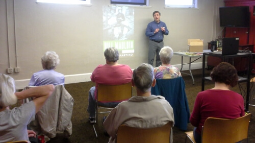 Todd DePastino presents some of his research to the West Pittsburgh History Club in May.