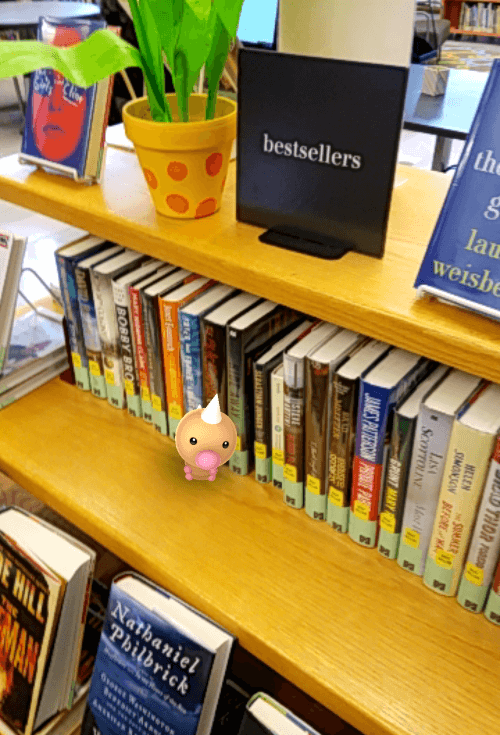 Photo of a weedle (pokemon) in the library
