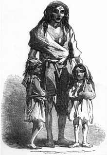 A depiction of Bridget O'Donnell during the potato famine (image from the Wikimedia Commons).