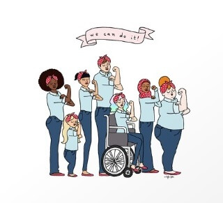 Intersectional Rosie the Riveter illustration