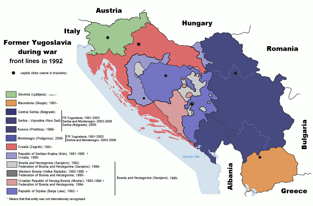 Map of the war in Yugoslavia