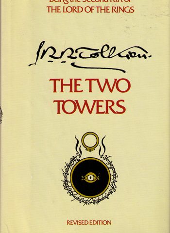 Cover of The Two Towers featuring an illustration of a ring above an eye 