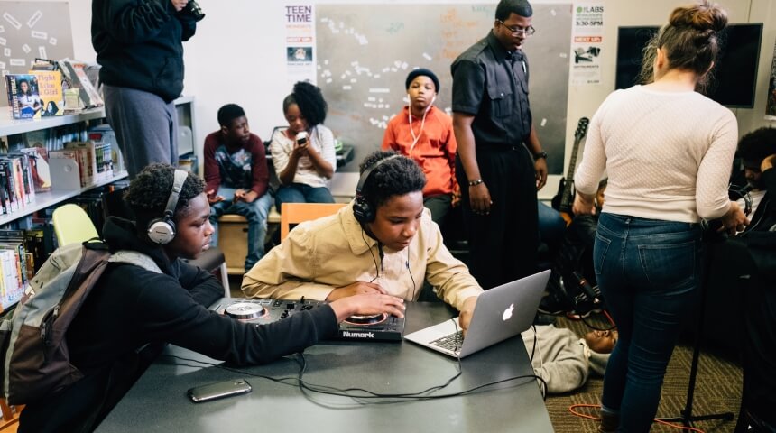 Teens enjoying Teen Time at the library