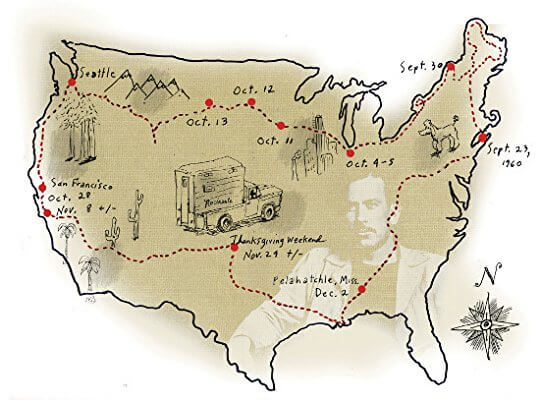 Map from the book Travels with Charlie by John Steinbeck