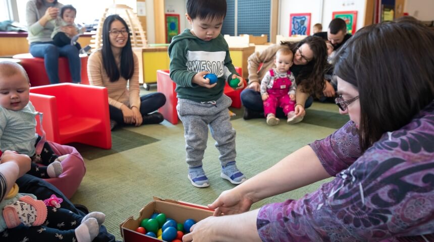 Infants, toddlers and caregivers enjoy a lively storytime