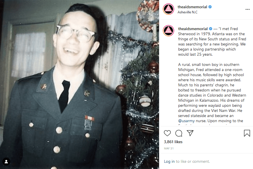 Photo of a smiling man in uniform from the AIDS Memorial Instagram account