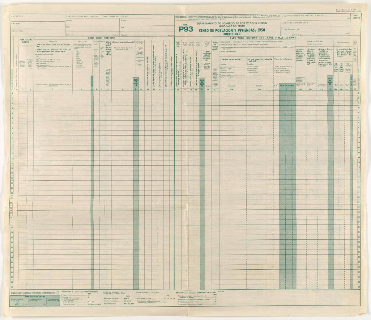 Text based - Census form used in Puerto Rico
