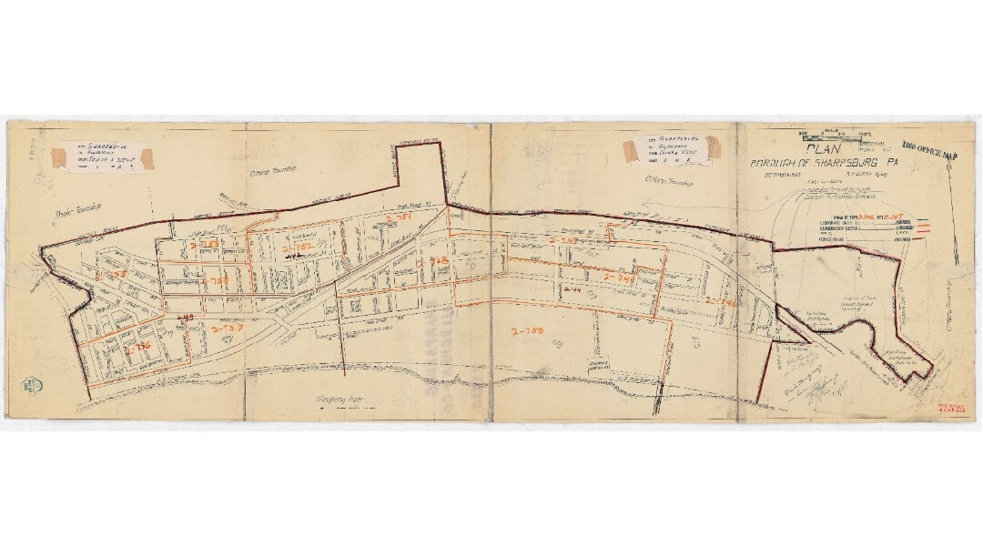 an old map of Sharpsburgh, PA