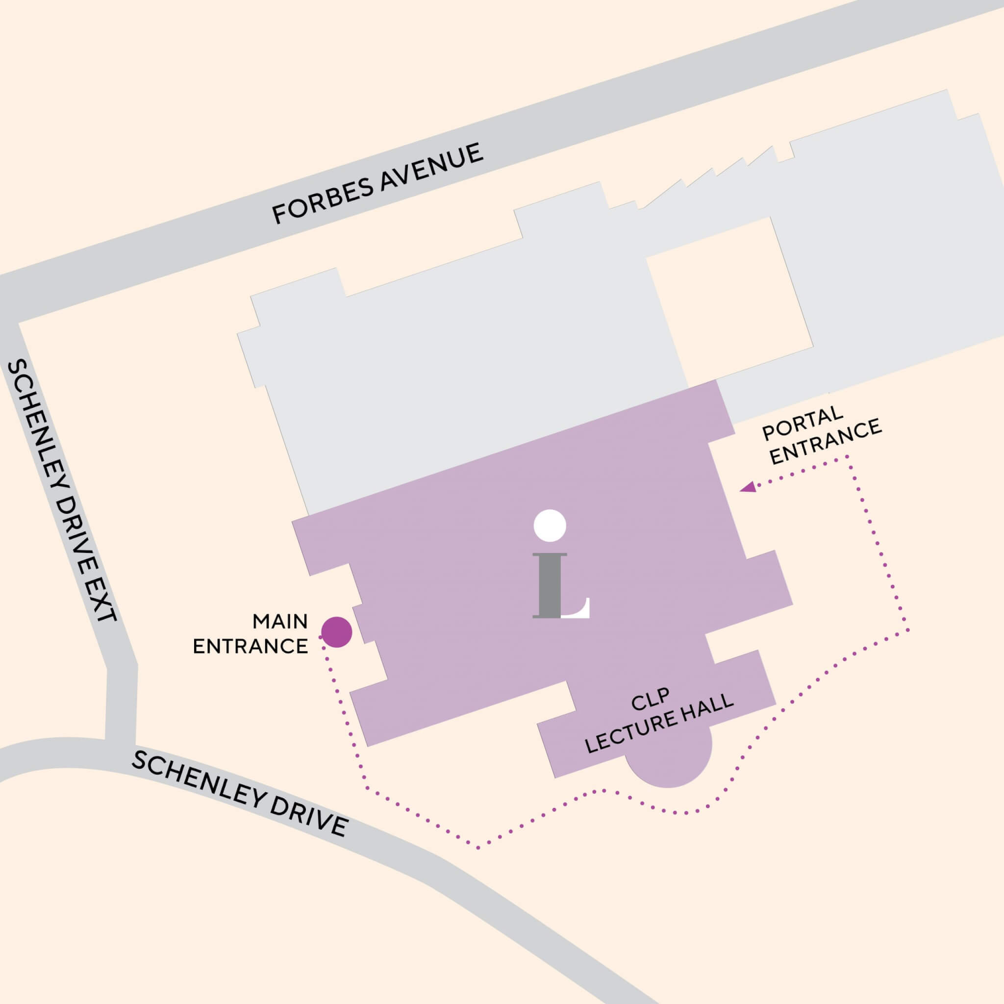 Map of CLP -Main parking lot and portal entrance