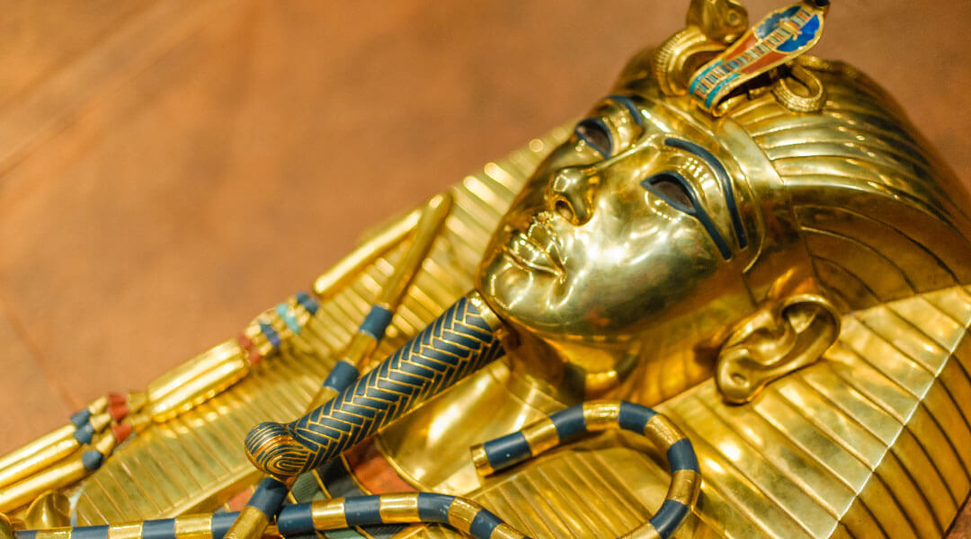 Close-up of golden sarcophagus.