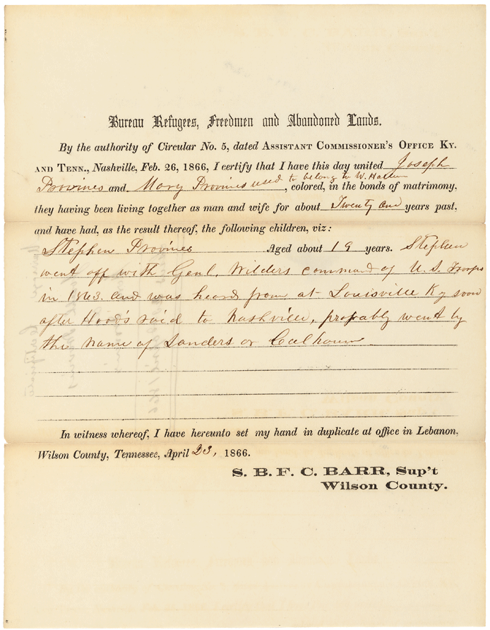 Image of a marriage license from Tennessee