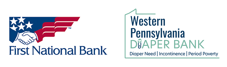 First National Bank and Western PA Diaper Bank logo banner