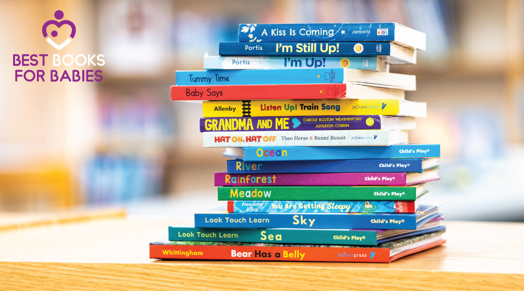 Stack of children's picture books comprised of CLP's 2023 Best Books for Babies titles