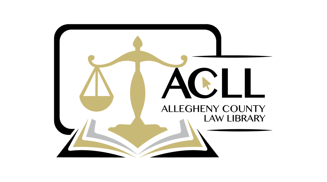 Graphic of legal scale and open book reading ACLL Allegheny County Law Library