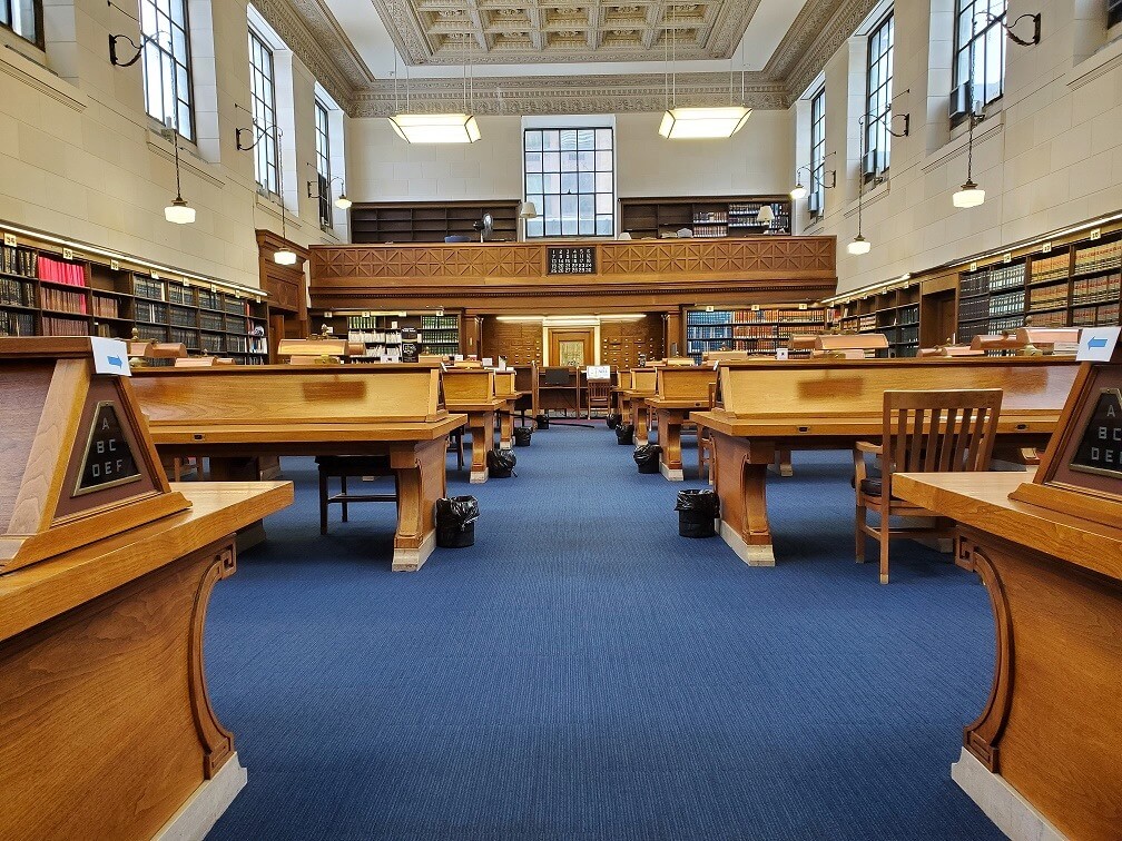 Interior view of Allegheny County Law Library Reading Room
