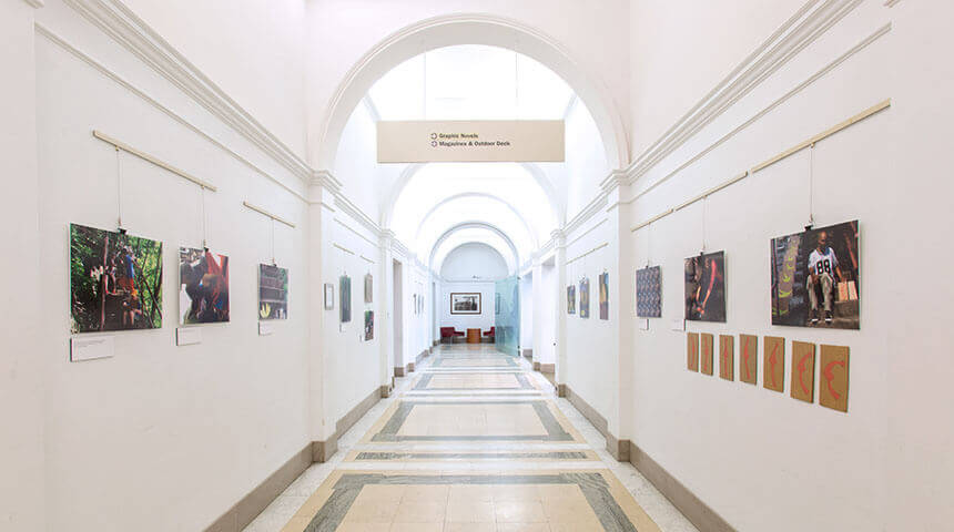 Long corridor view of the Gallery at Main.