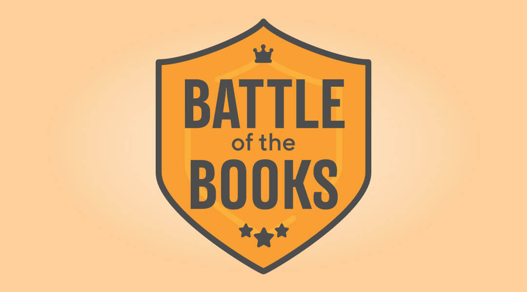 Battle of the Books in black text on an orange shield icon.